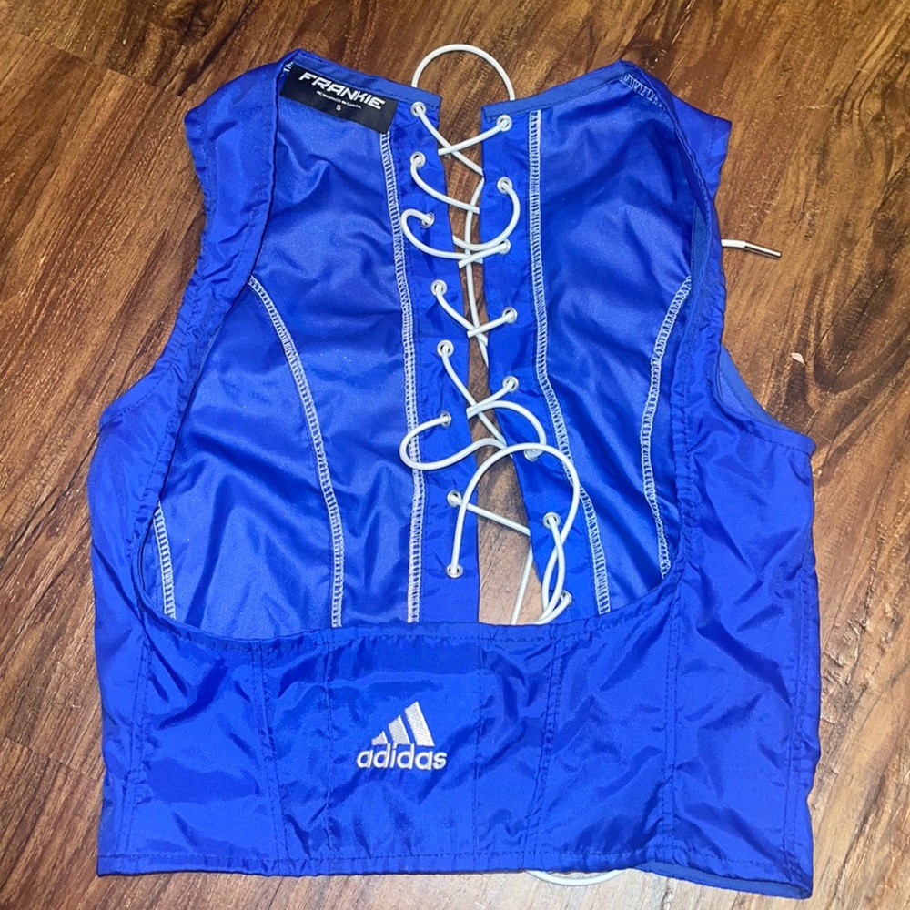 Frankie Collective reworked Adjustable underbust corset adidas blue/white string